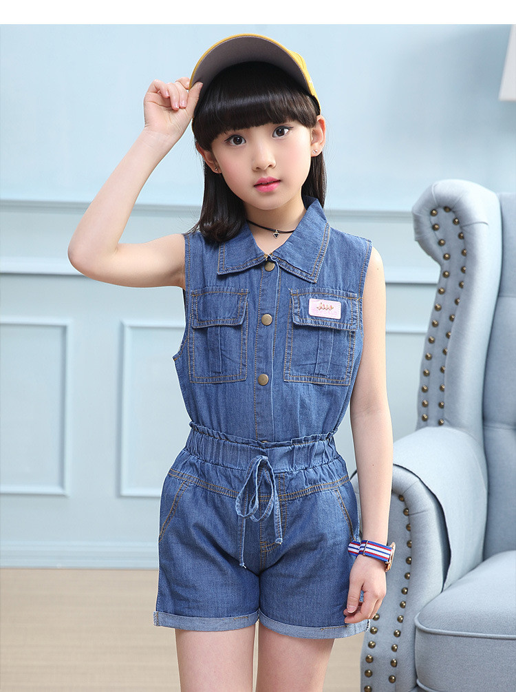 童装女童套装夏装2018新款洋气时髦时尚儿童短袖t恤牛仔两件套潮