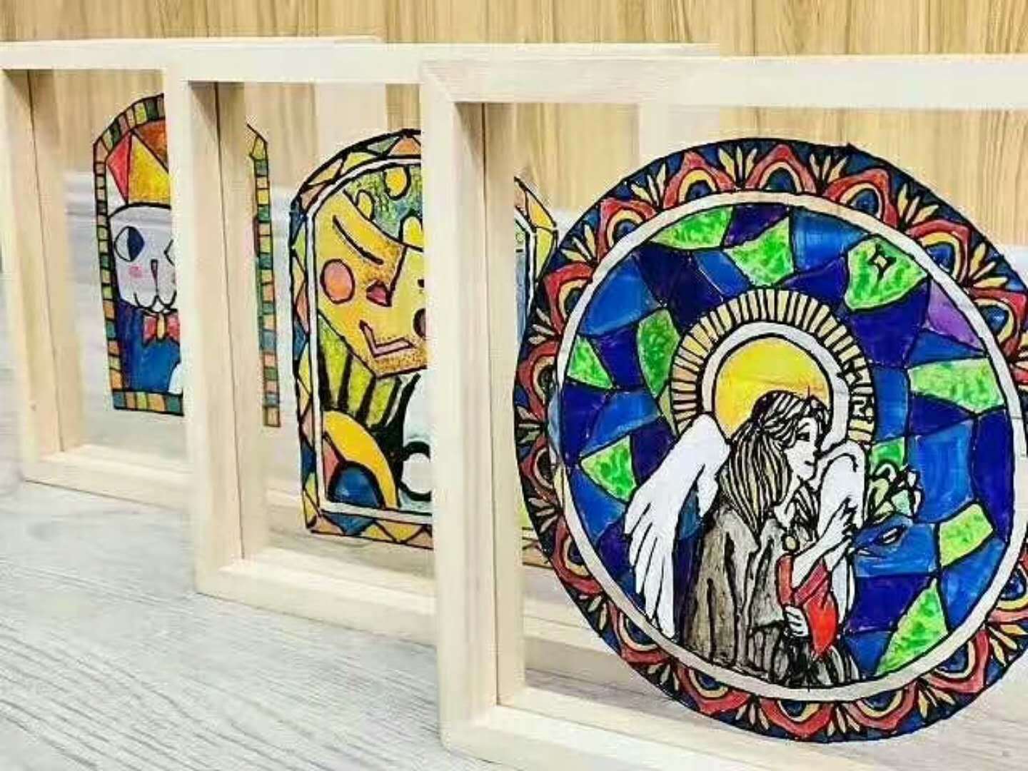 玻璃画玻璃框粘土画框 创意diiy手工绘画材料亚克力玻璃美术画材