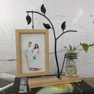新奇特厂家带水培6寸悬挂双面相框 创意铁丝装饰摆台工艺品摆件
