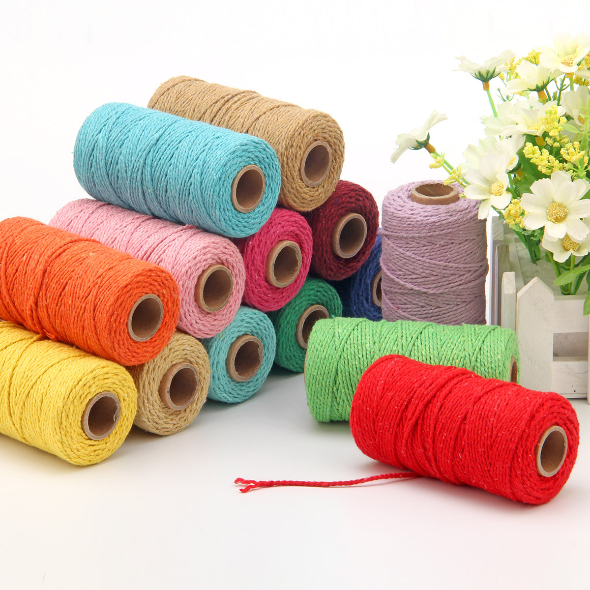 新款彩色包芯棉线绳长筒 diy服装家纺装饰 网绳照片墙捆绑挂绳-阿里巴巴
