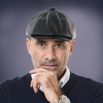 春秋薄款男士八角帽黑色画家帽中老年帽子男秋冬爸爸老年人皮帽子