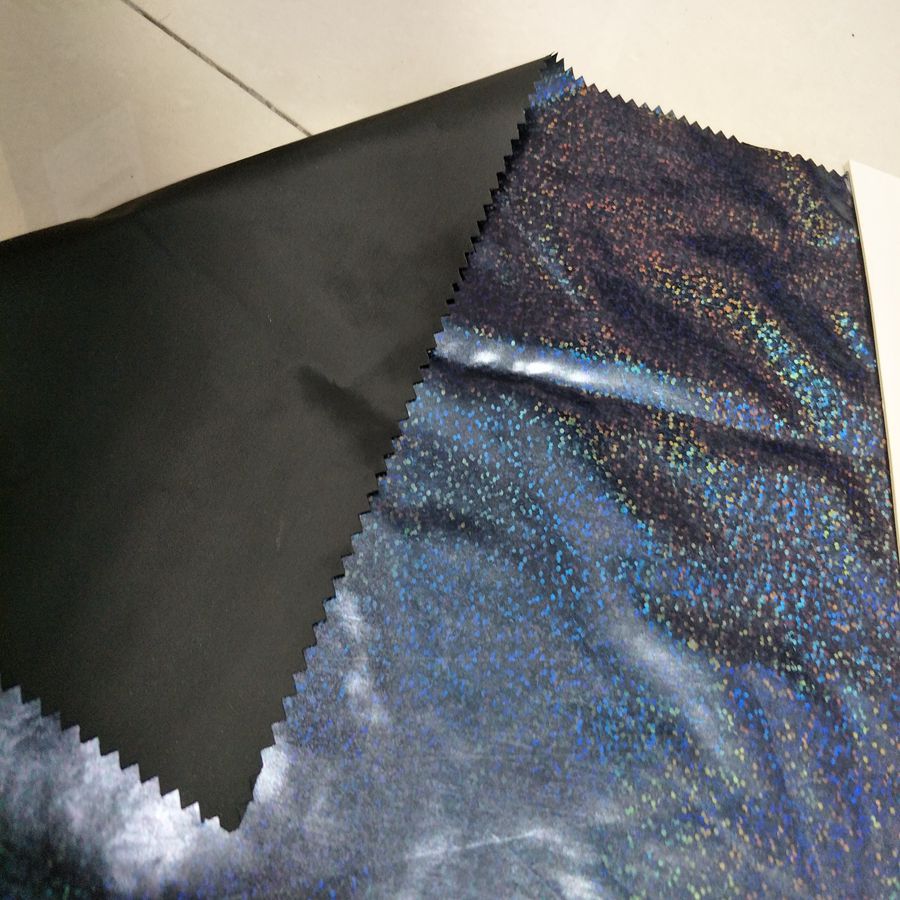 烫金工艺镭射膜 300t多f涤塔夫烫镭射 户外服箱包帐篷面料
