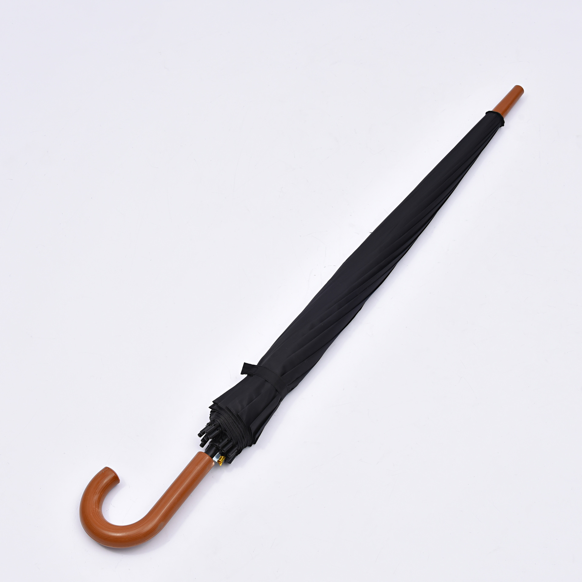 厂家直供防风加固 钢骨长柄伞大黑伞晴雨伞 弯柄直柄商务伞批发