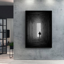 北欧黑白装饰画抽象现代玄关过道办公室创意个性时尚墙画设计艺术