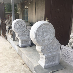 汉白玉石雕抱鼓石门墩镇宅招财门口摆件庭院别墅仿古做旧抱鼓石