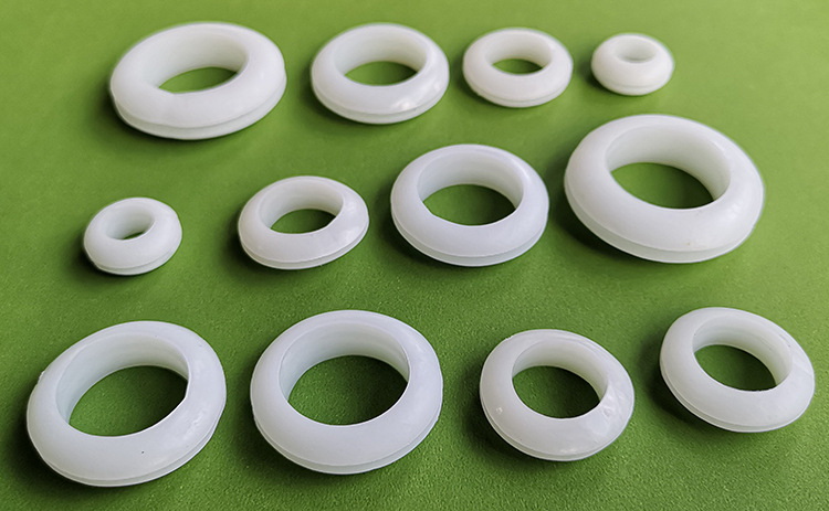 白色橡胶护线圈密封圈双面护线圈卡扣式o型过线圈pvc出线环保护套