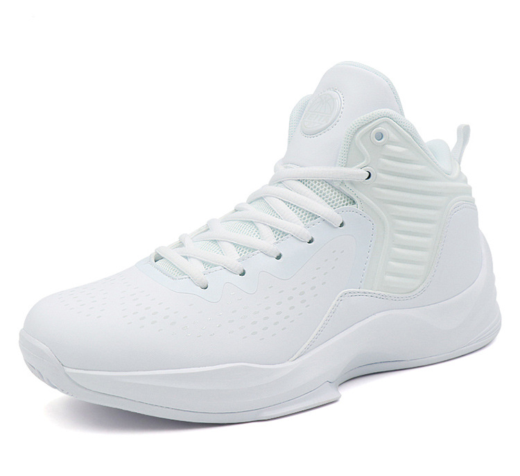 贝踏篮球鞋男全黑色白色高帮体育比赛鞋皮面中学生休闲运动鞋8710