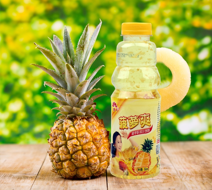 菠萝爽 520ml*15瓶整箱 菠萝粒水果味饮料 厂家批发整箱饮料