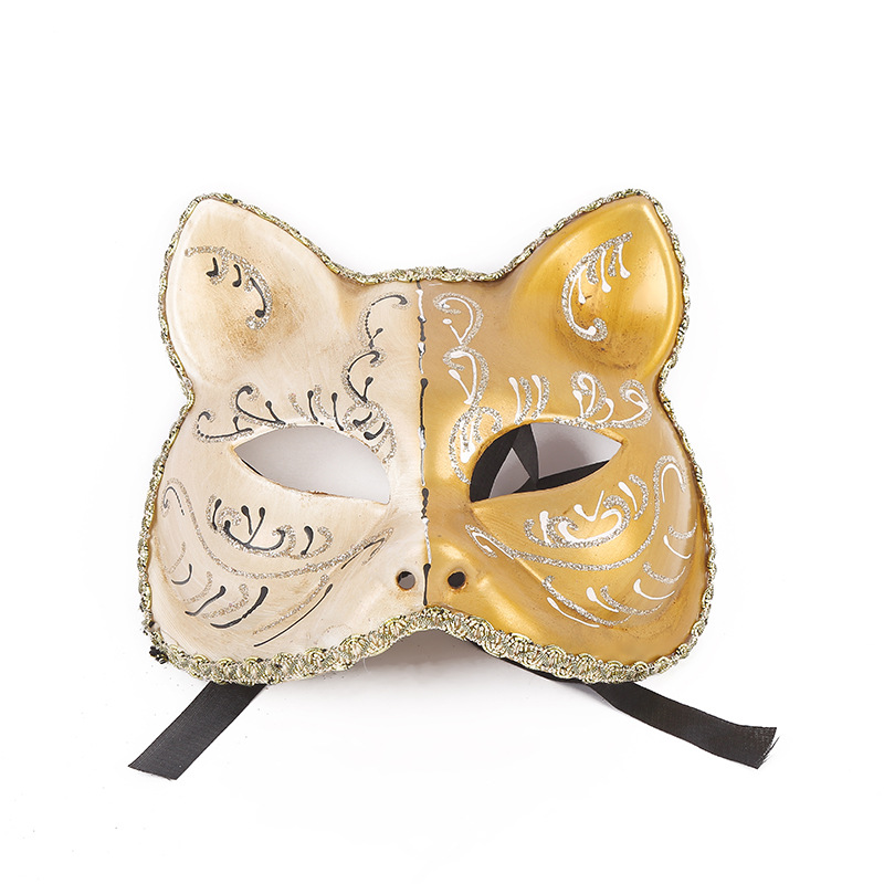Factory Direct Sales Masquerade Party Cross-Border Antique Painted Cat Mask Halloween Holiday Supplies Wholesale