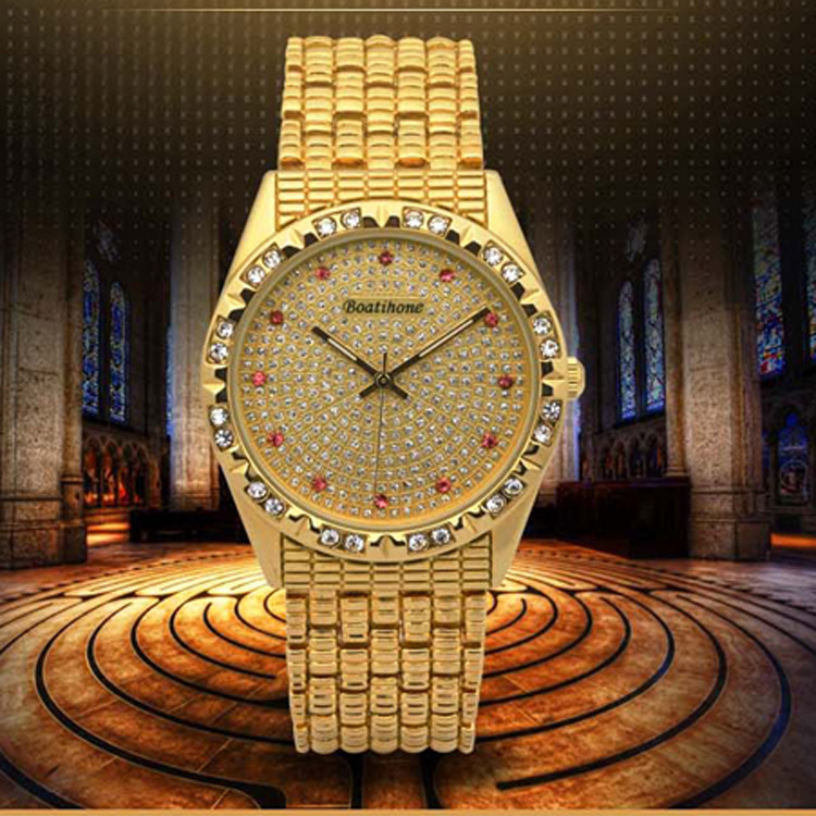 金色钻石表镶钻满天星时尚个性金钻腕表套装情侣手表礼品手表批发
