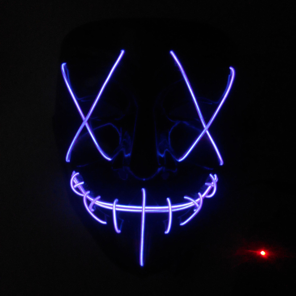 v字仇杀发光面具电影主题狂欢舞会黑底带血万圣节荧光面具鬼步舞