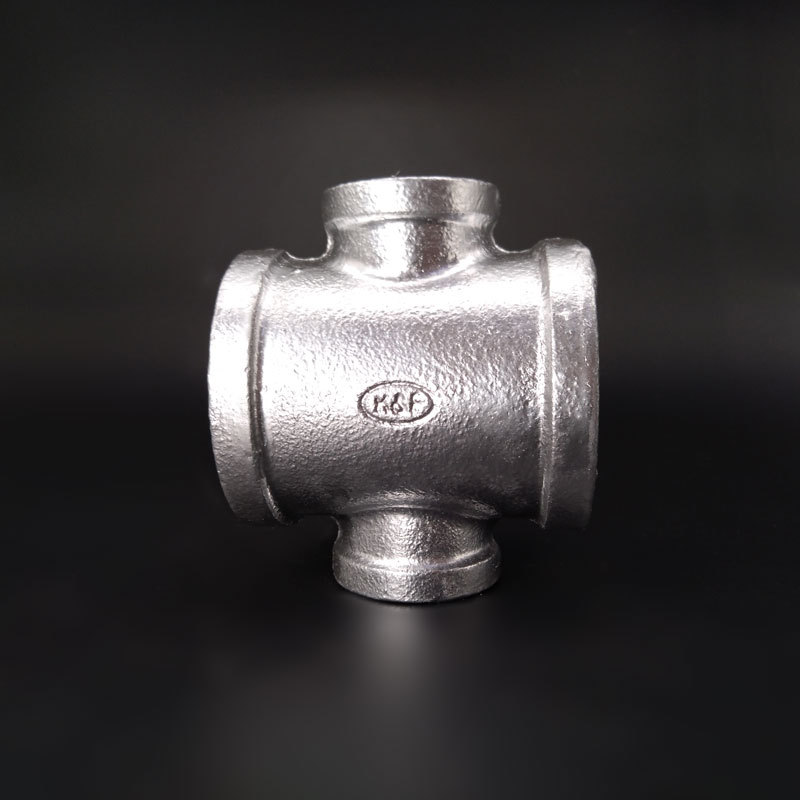 卡耐夫国标四通正四通镀锌铸铁消防玛钢管件产地货源变径四通