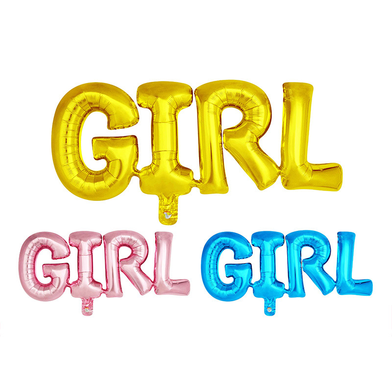 女孩girl英文字母铝膜气球派对生日婚礼气球套装粉色婚庆装饰用品