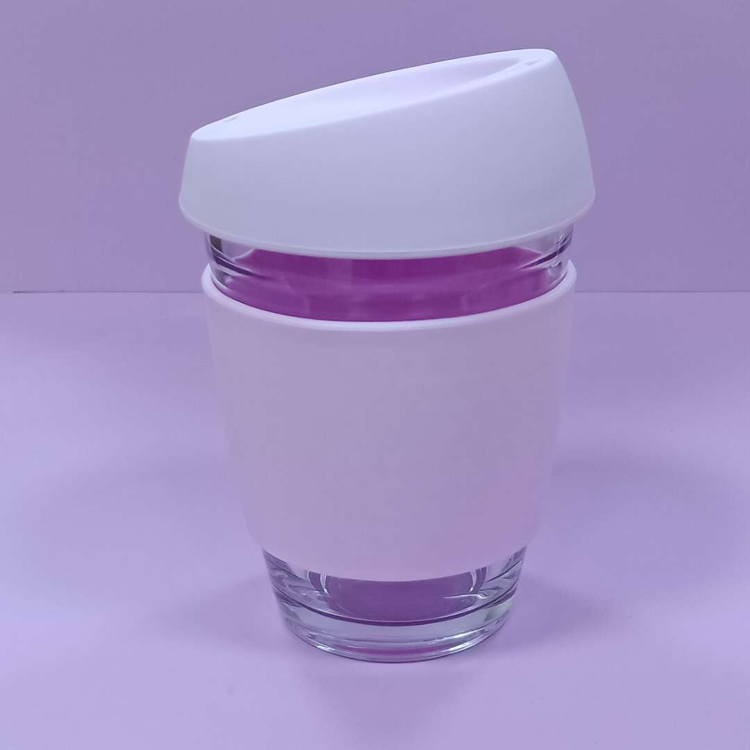 340ml高硼玻璃杯 隔热软木套水杯办公用品 随手硅胶套玻璃咖啡杯