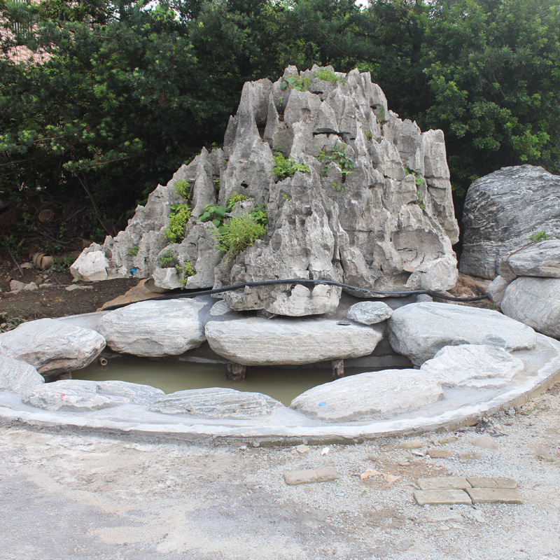 中国古典园林石景叠山佛山泰山石枯山水园林小品布置装饰景观石