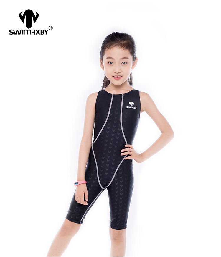 洪星佰雅女童泳衣女孩连体专业训练比赛游泳衣速干中大童游泳培训