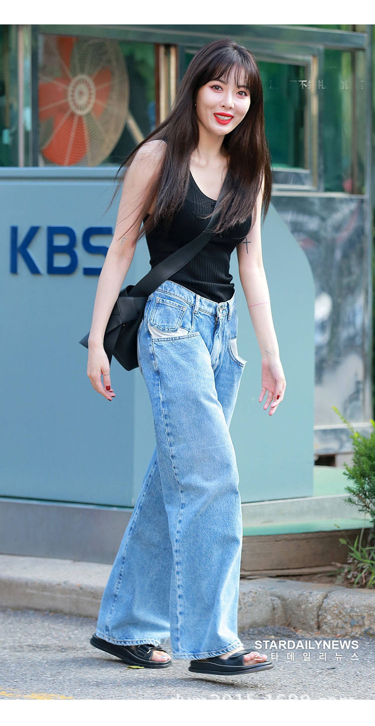 金泫雅明星同款宽松高腰牛仔裤女2018秋冬新款韩版显瘦长裤女