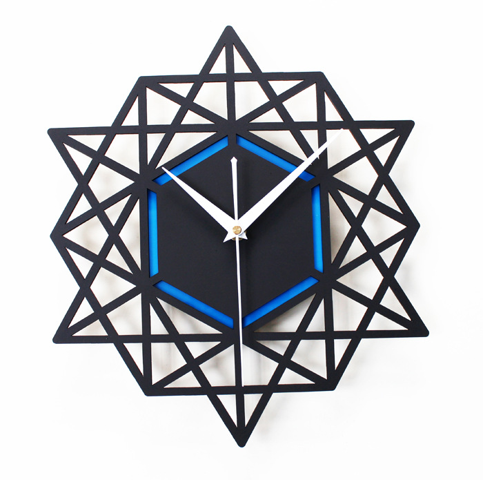 时尚创意多边形几何图案挂钟简约石英钟墙面挂表多边五角形静音