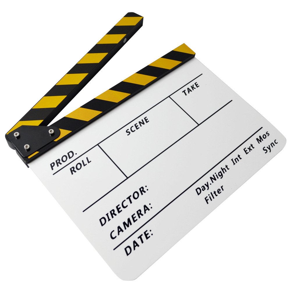 辉摄lightupfoto 英文黄条白板亚克力场记板电影拍板影视摄影道具