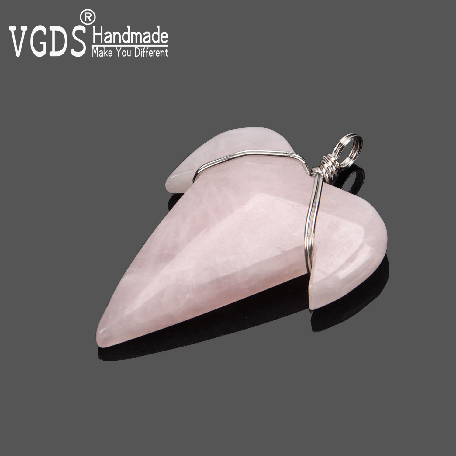 2020跨境电商热卖 vgds手工绕线天然粉水晶玫瑰石英石吊坠批发