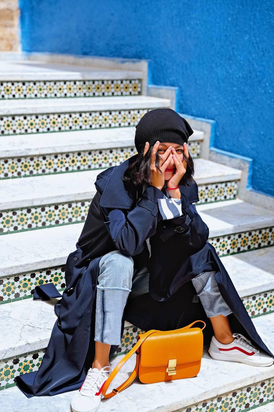 2018原创品牌aki重磅定染长款风衣女秋冬新款翻领系带收腰显瘦