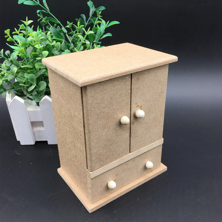 儿童手工制作创意diy收纳盒 珍珠泥粘土木制衣柜白胚 益智玩具