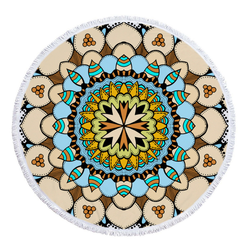 新款欧美圆形印花沙滩巾波西米亚花纹浴巾数码印花厂家直销定制