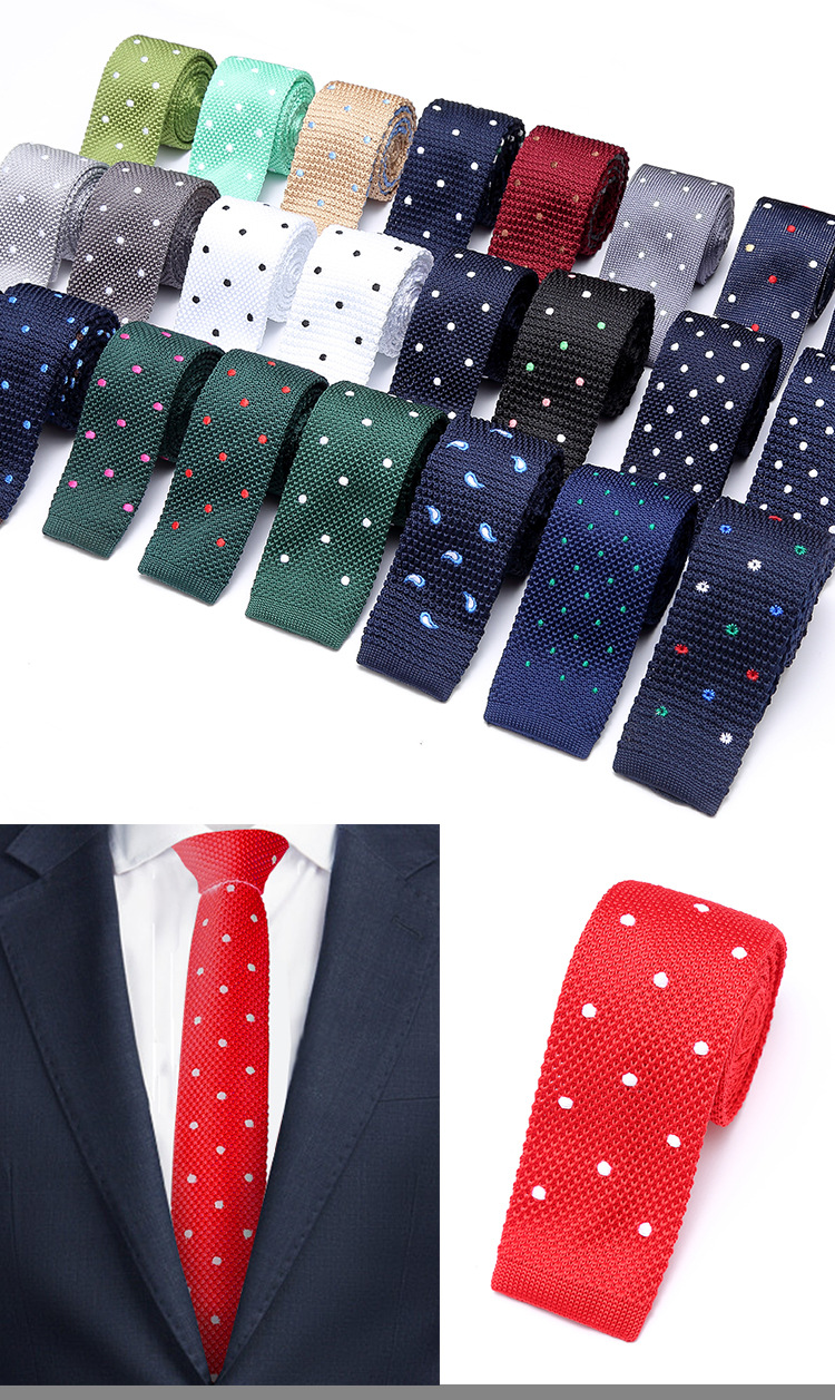 厂家直销平头领带新潮针织领带纯色涤纶领带成年领带嵊州批发定制