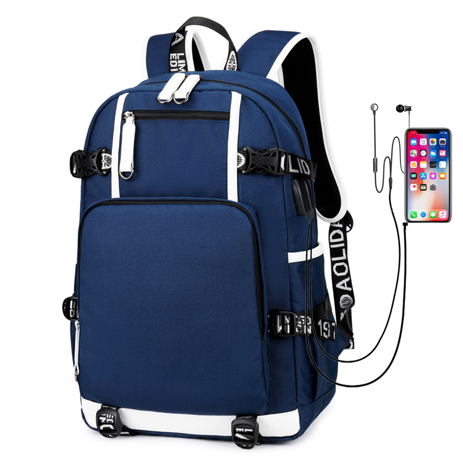 New Heat Mark Backpack Male Middle School Student Schoolbag Female Oxford Waterproof Computer Bag Leisure Travel Backpack Male Bag