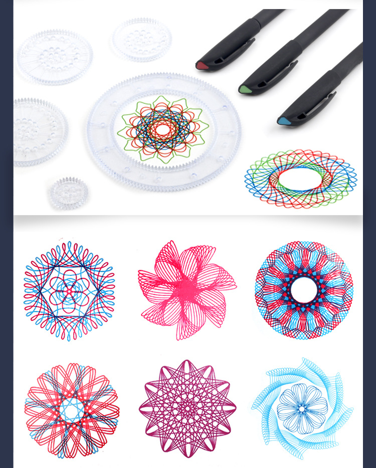 儿童魔幻绘画万花尺套装 益智玩具美术文具繁花曲线尺画画板批发