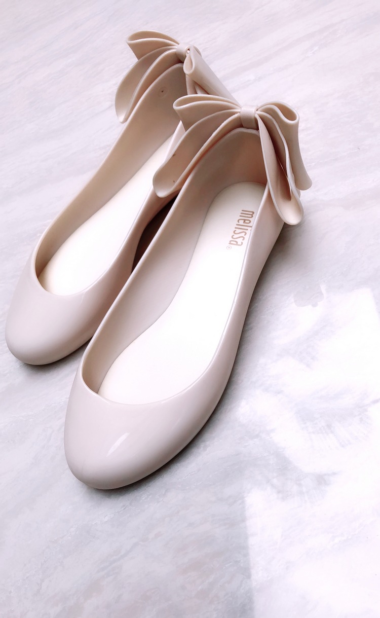 2018夏季新款圆头浅口单鞋梅丽莎果冻鞋后跟蝴蝶结香味女鞋平底鞋