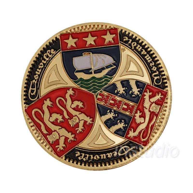 美国军事纪念币 三色盾牌镀金币 军迷徽章纪念章 定制外国硬币