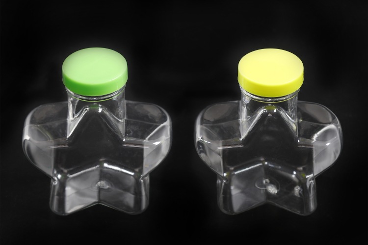 厂家直销35口160ml五角星pet透明塑料瓶 多色彩色盖 蜜饯话梅容器