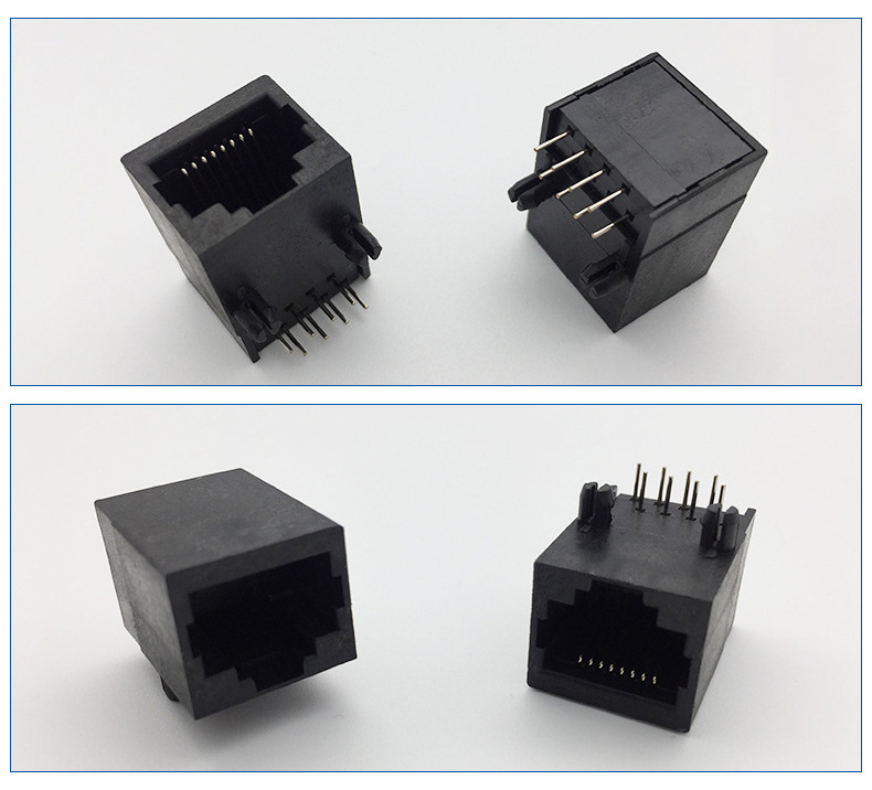 厂家低价直销尼龙环保阻燃防火21h黑色全塑 rj-45网络接口连接器