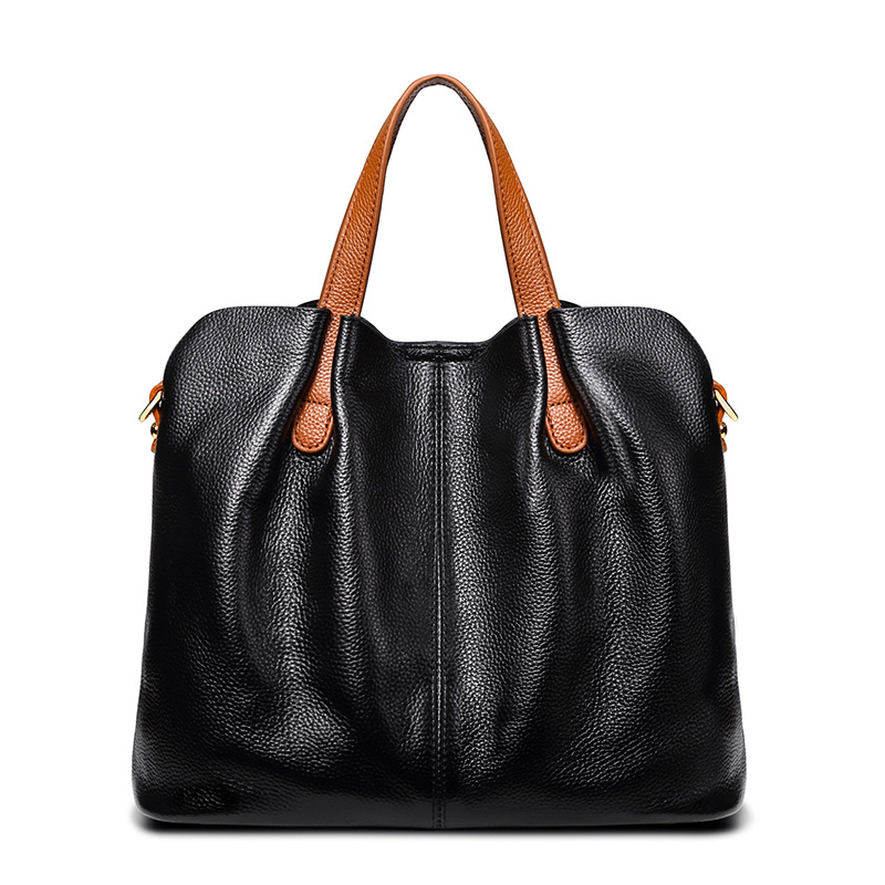 2022 New Genuine Leather Ladies' Bags Fashion Color Contrast First Layer Cowhide Mother Bag Big Bag Shoulder Crossbady Handbag Women