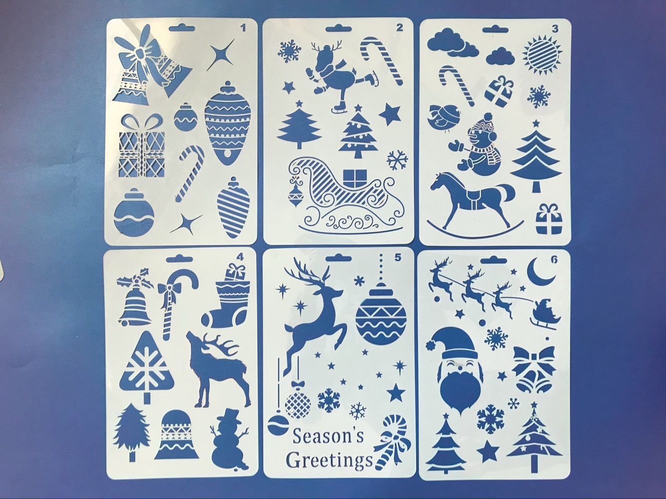 圣诞节日 镂空绘画模板 merry christmas 圣诞老人,铃铛雪人麋鹿