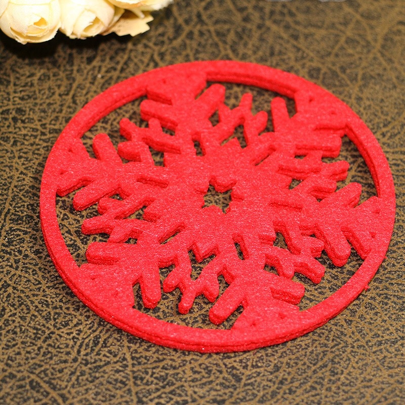 Christmas Decorations Home Supplies Christmas Snowflake Coaster Non-Woven Cup Mat Felt Coaster Placemat Heat Proof Mat