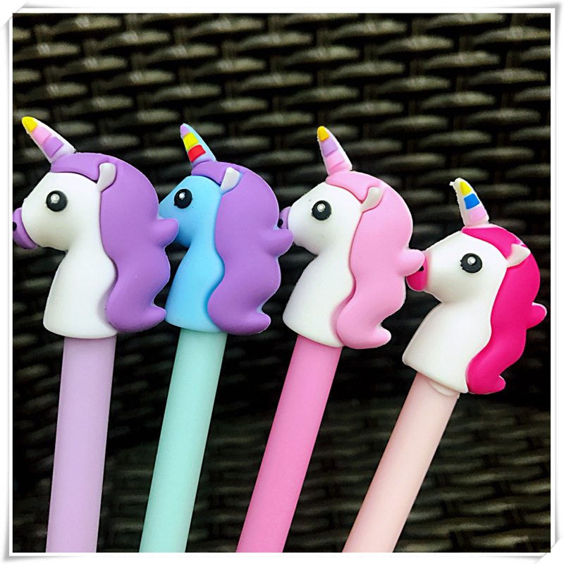 韩版创意文具卡通独角兽中性笔彩色小马签字笔学生办公文具水笔批