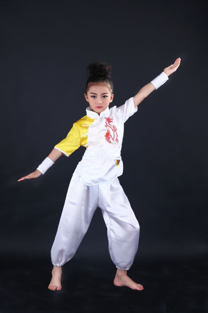 新款儿童武术表演服装青少年太极练功服短袖中小学生功夫演出服装