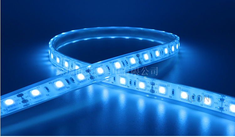 5050冰蓝色led灯条 dc12v/24v灯带 冰湖蓝高显指灌胶防水软灯条
