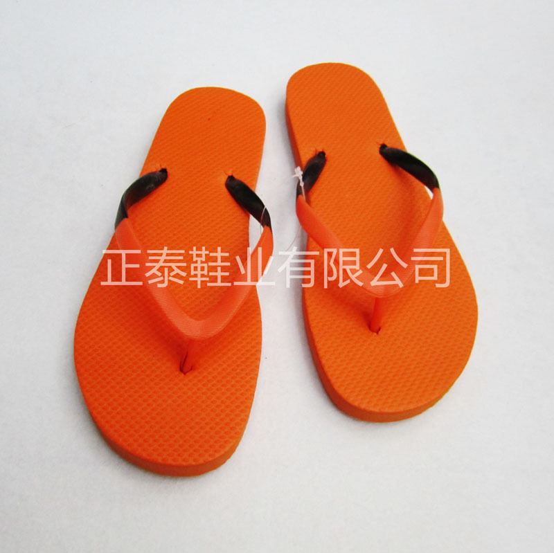 zhengtai customized simple orange beach non-slip double ribbon eva flip-flops wholesale printable logo pattern