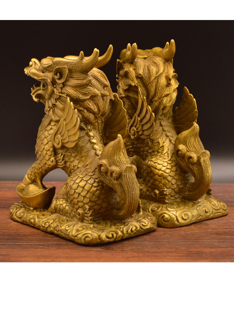 财富麒麟铜麒麟才富麒麟威武麒麟摆件吉祥家居店铺开业礼品摆件