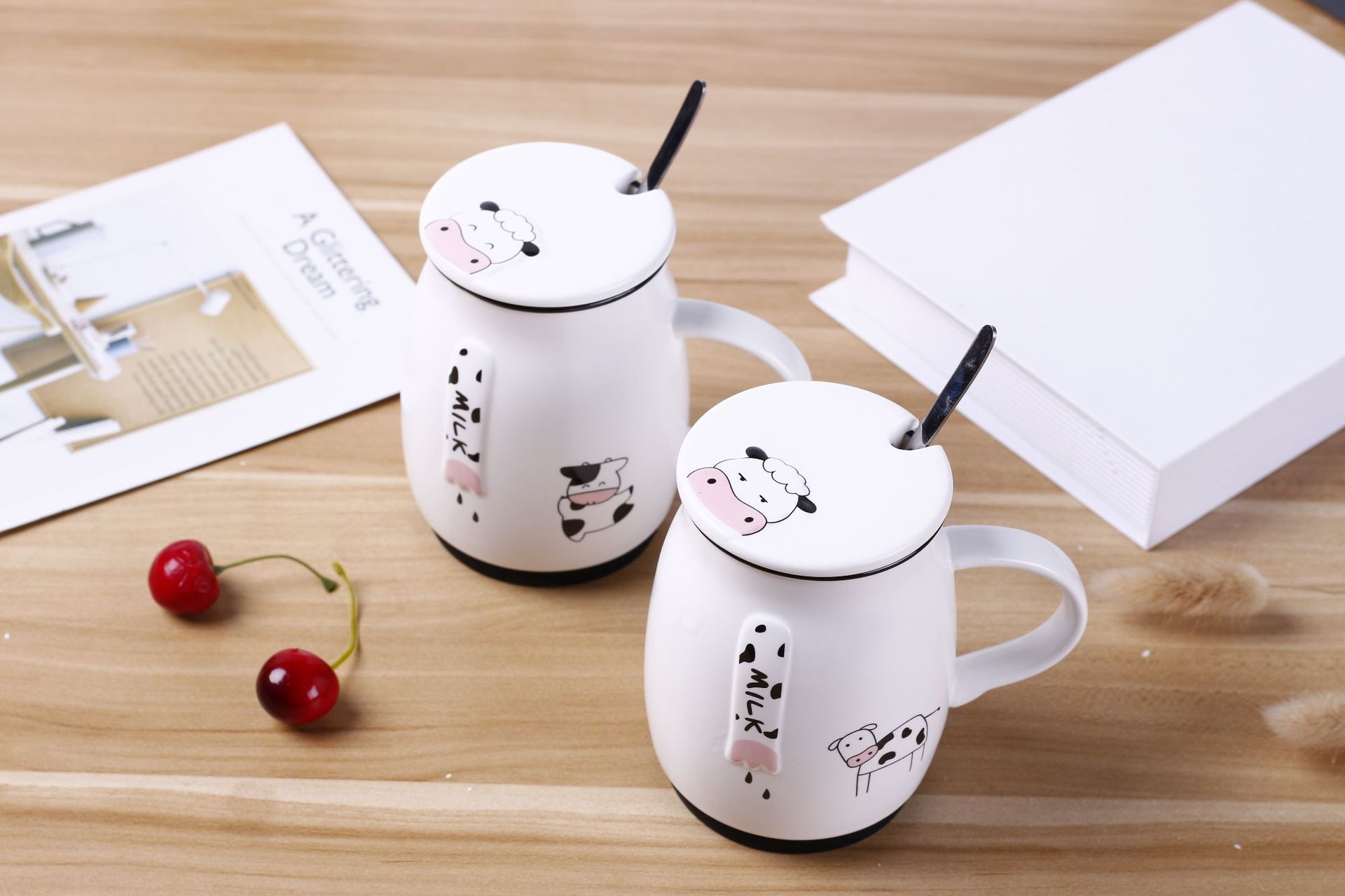 星悦 可爱卡通动物马克杯 黑白奶牛陶瓷杯漱口杯创意咖啡杯子礼品