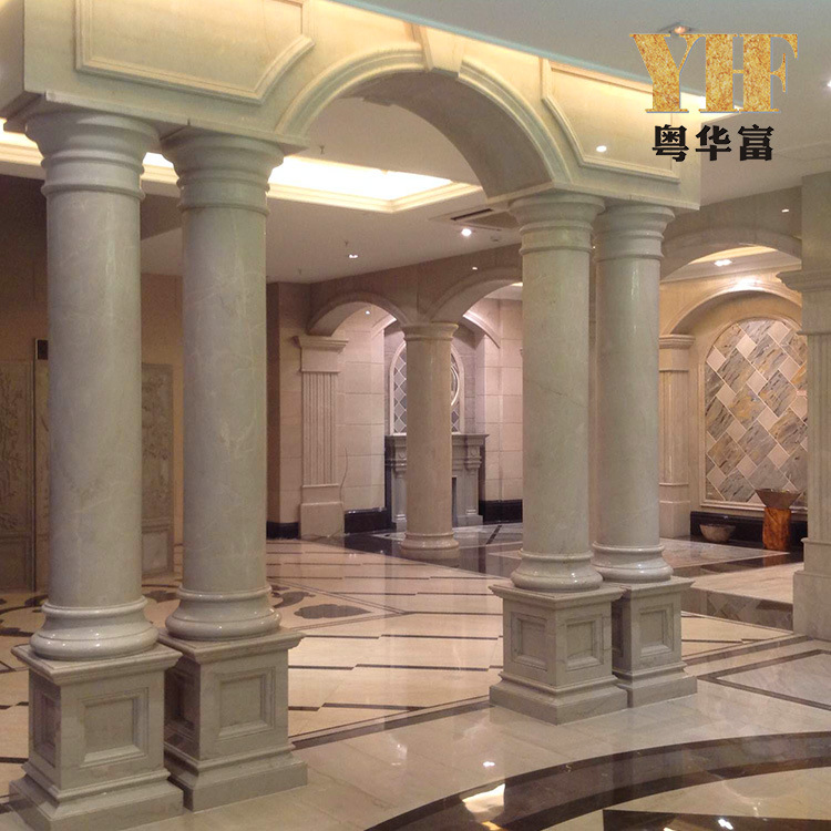 云浮天然石材罗马柱大理石圆柱欧式简约室内别墅阳台石材栏杆定制