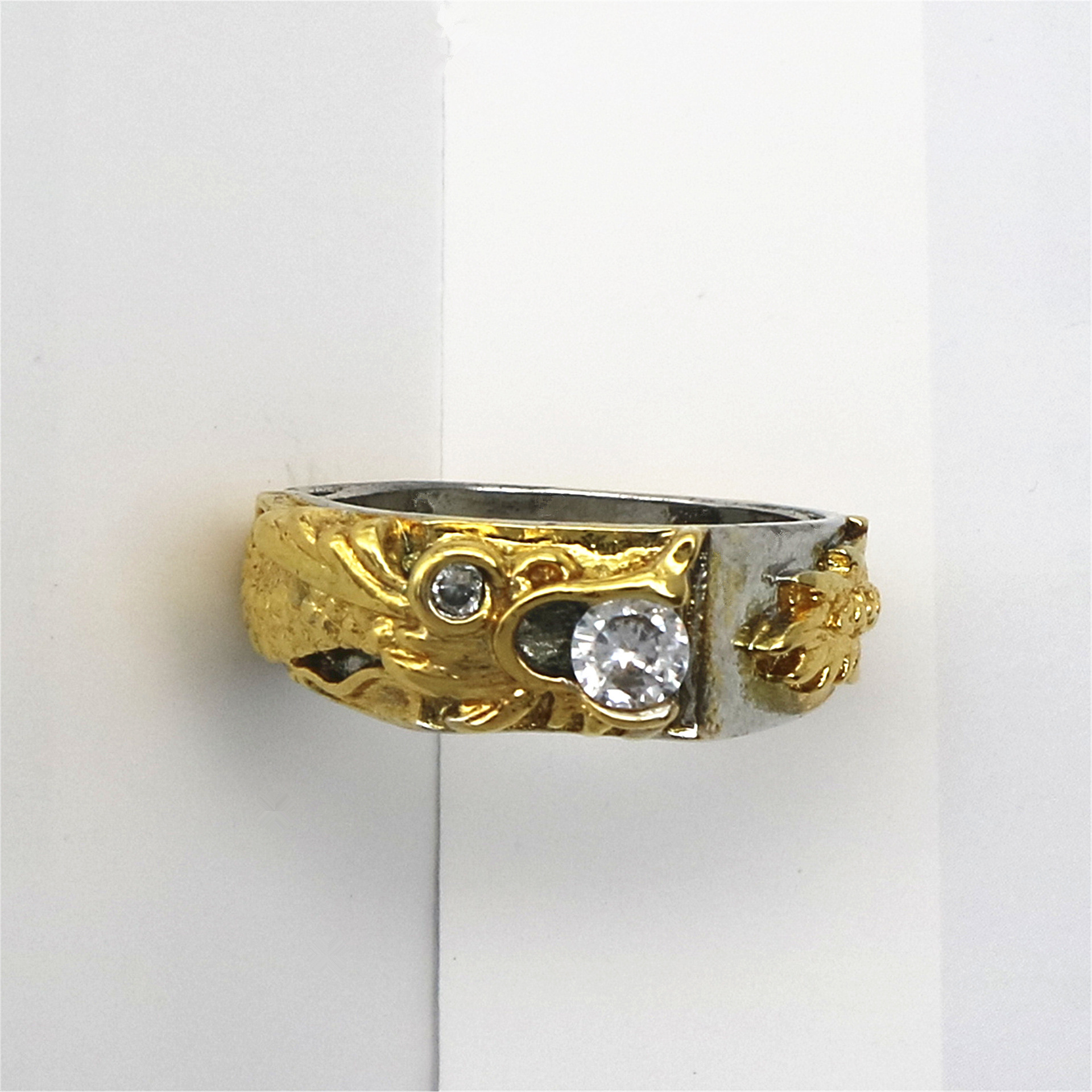 2019新款时尚龙戒霸气男戒指 黄金分色925戒指 镶钻戒指生产厂家