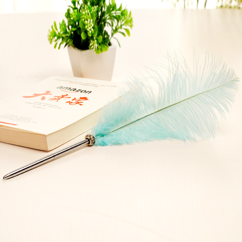 40cm Creative Color Metal Ball Point Pen Feather Pen Wedding Supplies Wedding Vintage Sign-in Pen Wholesale