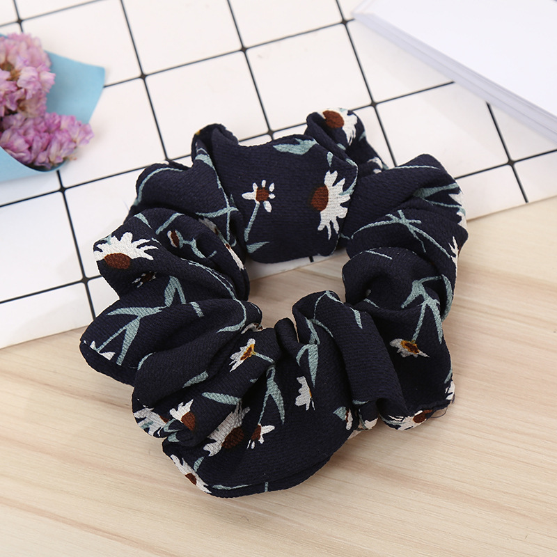 Qiyue Cross-Border Amazon Floral Flamingo SUNFLOWER Large Intestine Hair Ring Cloth Headdress Flower Chiffon Large Intestine Ring Wholesale