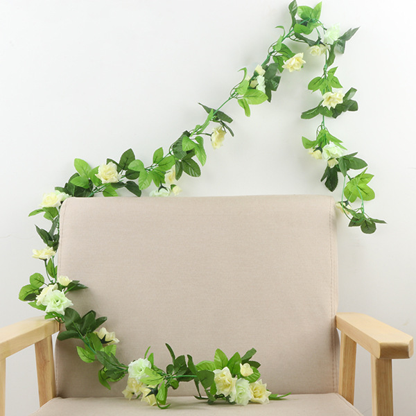 Wholesale Artificial Rose Rattan Decoration Hanging Flower Winding Fake Flower Vine Indoor Plastic Flower Air Conditioner Pipe Hiding