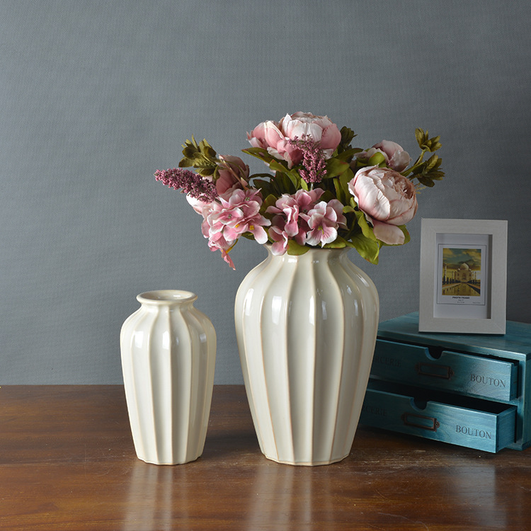 美式简约田园风冰裂釉陶瓷花瓶摆件花插家居装饰台面水培花器批发