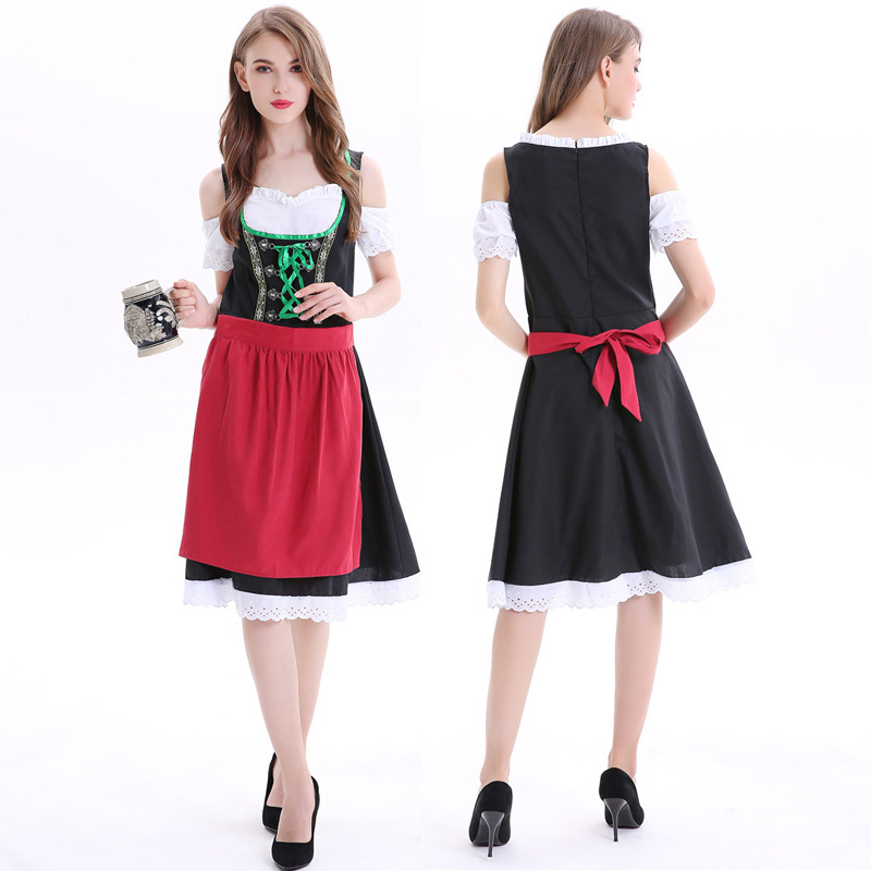 德国叮咚服 啤酒节酒娘服装 外贸原单 巴伐利亚传统服装啤酒长裙